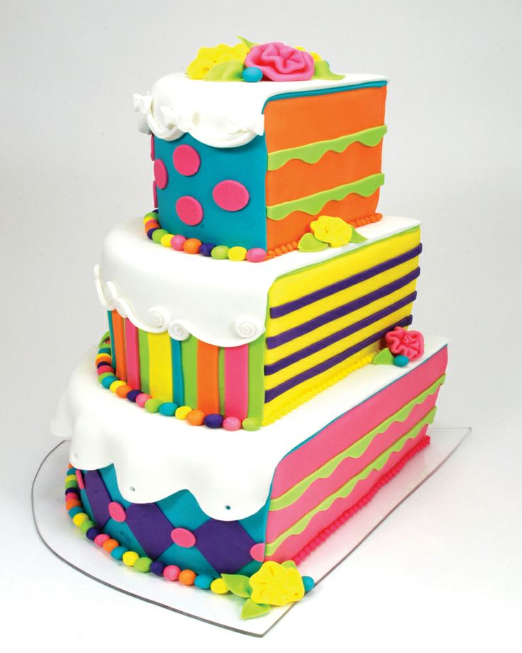 rainbow strip wedding cake