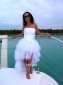 Elegant Ruffles Yarn Strapless Tulle High Low Wedding Dress