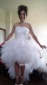 Elegant Ruffles Yarn Strapless Tulle High Low Wedding Dress