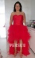 Elegant Ruffles Yarn Strapless Tulle High Low Wedding Dress